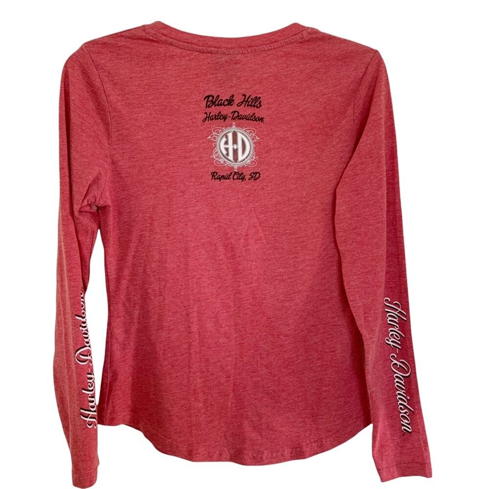 Harley Davidson x Bravado Red V Neck Black Hills Tee Small NWT - Picture 2 of 7